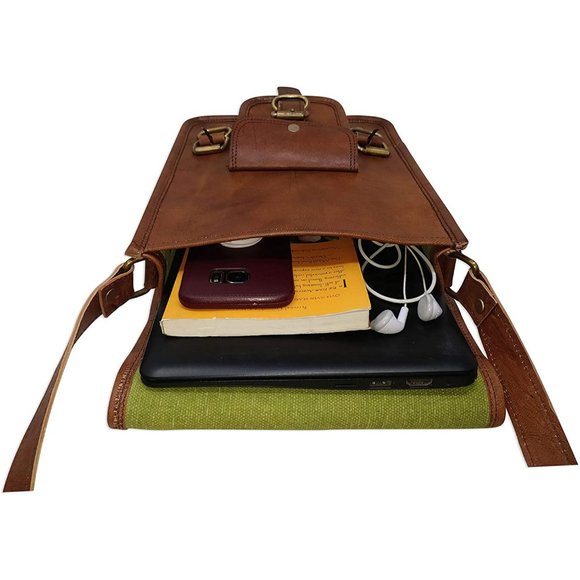 Top Grain Goat Leather vintage satchel - messenger bag - shoulder bag cross body - Picture 3 of 6